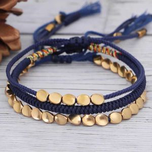 Beaded Tibetan Buddhist flätade handgjorda kopparpärlor armband Lucky Rope Armband Bangles Women Thread Set Armband Partihandel QX-06 240423