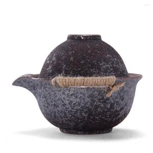 Teaware Sets Wood-Fired Rope Ceramic Gaiwan & Teacup Gongfu Tea Convenient Travel Set