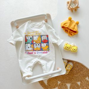 Enstycken 2022 Ny baby unisex långa ärmar kropp kostym söt småbarn spädbarn flicka pojke bomull onesie kläder casual barn barn romper nyfödd