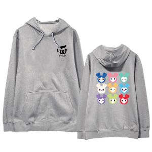 Polos Kpop duas vezes adorável álbum Hoodie Hip Hop casual Rouped capuz Pullover impressão de manga longa Moletom de manga longa Kawaii Capuz de desenho animado