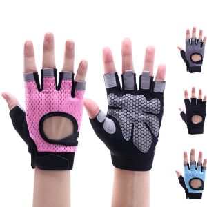 Handskar coolfit andningsbar fitnesshandskar Viktlyft för tung träning Sport Gymhandskar Kvinnor Body Building Nonslip Half Finger