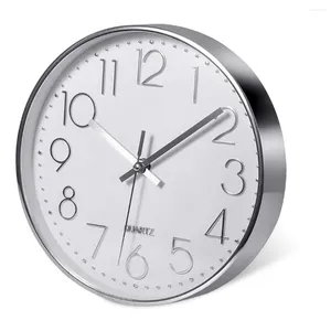 Wall Clocks Premium Silver Clock Decoration Modern Silent For Home Office Kitchen (25cm Silver)