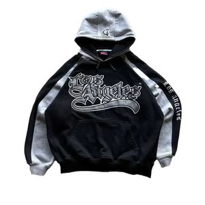Sweatshirts nya lösa hoodies kvinnor vintage skum tryckt brev tröja hoodie y2k harajuku casual hip hop sport långärmad streetwear 240423