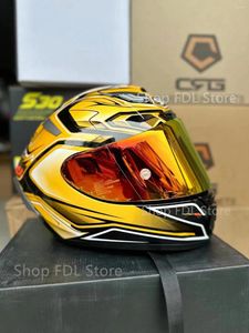 Motorcykelhjälmar X-Fourteen Full Face Helmet X-Spirit III Aerodyne TC-9 Gold Black Solid X-14 Sports Bike Racing