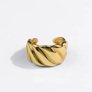 Cluster Rings Retro Silver Plated Long Gold Color Women's Ring Wavy Fashion Jewelry Opening Antique Street Daily Matching