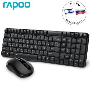 Myszy Rapoo X1800S bezprzewodowe optyczne myszy i klawiatura dla komputerów PC Laptop Desktop Tablet hebrajski/rosyjski język