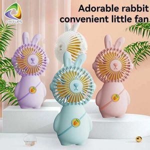Other Appliances New Cartoon Rabbit Handheld Small Electric Fan Cute and Silent Suitable for Multiple Scenarios USB Charging Portable Fan J240423