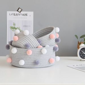 Baskets Cotton Rope Hand Woven Basket For Children's Storage Box, Dirty Clothes, Laundry Basket, Toys, Tabletop, And Debris Organizer