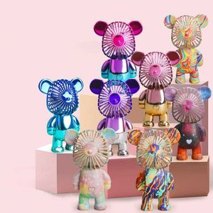 Другие приборы Новый USB Mini Mite Cartoon Bear Bear Power Powership Porting Porting Portable Fan Удобный для домашнего офиса на открытом воздухе маленькие подарки вентилятора J0423