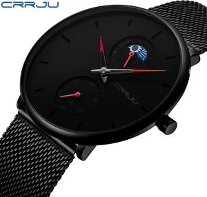 Erkek Kol Saati Crrju Fashion Mens Business Casual Watches 24 Stunden Unique Design Quartz Uhren Mesh wasserdichte Sport Armbandwatch560661010