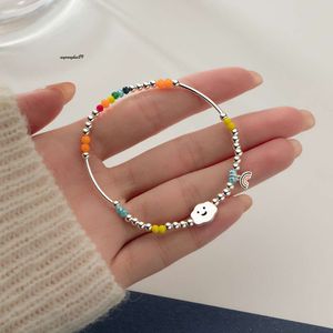 sailormoon sister bracelet designer Aloqi S Sier Colored Bracelet Korean Edition Small Fresh and Sweet Girl Heart Colorful Pearl Cloud Handicraft S4841