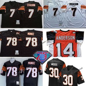 Gerileme 78 Anthony Munoz Futbol Formaları 14 Ken Anderson 7 Boomer Esiason 30 Ickey Woods 9 Carson Palmer 1996 2004 Dikişli Jersey