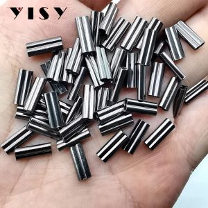 Accessories 500/1000PCS Black Copper Mini Double Barrel Sleeves For Mono Steel Wire Crimps Fixed Tubes Saltwater Fishing Rigging Accessories