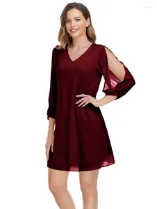 Abiti per feste Beauty-Emily Women Desate estate in chiffon spalla fredda spostamento corto corto aderente comfort quotidiano