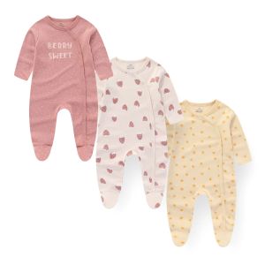 Pezzi Kiddiezoom 3 pezzi/lotto autunno inverno maniche lunghe gannocrumi per bambina al 100%cotone morbido tute da tute neonate abiti