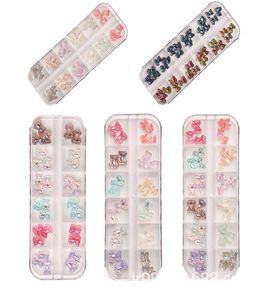 3D Cute Bear Resin Nail Art Decorations Aurora Rhinestone for Nails Glitter Jelly Ornaments DIY UV Gel Manicure Accessories LHQ025113159