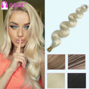 Extensions 60# I Tip Hair Extensions Human Hair Body Wave Platinum Blonde Original Human Hair For Salon Tips Hairs Wavy I Tips Human Hair