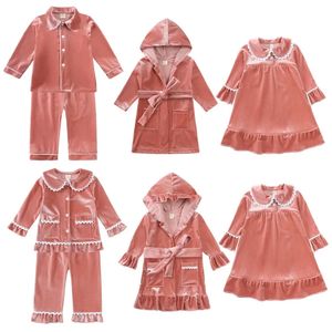 Småbarn Baby Boys Girls Velvet Christmas Pyjamas Set Kids Winter Holiday Clothing Suit Lägg till ditt textnamn Sleepwear Anpassat 240418