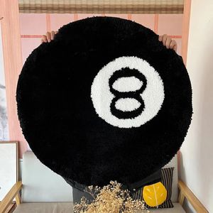 LAKEA 8 Ball Rug Black Round Rug Carpet Non-Slip Flocking Floor Area Rug Bath Mat for Living Room Bathroom Decor Room Home Decor 240419