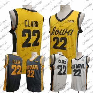 Iowa Hawkeyes #22 Caitlin Clark Basketbol Forması Sarı Beyaz Siyah Forma S-XXXL