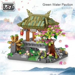 Blocks Loz Bishui Pavilion Chinese Style Building NationalFashionミニチュア小さな粒子組み立てられたビルディングブロックおもちゃモデル