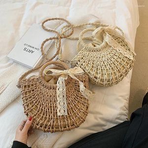 Summering Summer Semicircle Beach Słomka Rattan Ratter Busket Cross Crossbody z krótkim okrągłym uchwytem 2024 Damowe torebki i torebki TOTE