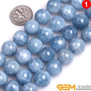 Fios de pedra natural azul aaa aquamarinas de grau redondo miçangas para jóias Fazendo fita 15 polegadas de colar de bracelete diy jóias 6/8/10/12mm