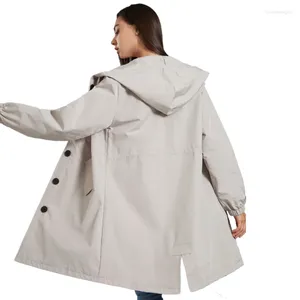 Damskie okopy płaszcze fahsyee płaszcz przeciwdeszczowy Kobiet deszczowy Wodoodporna z kapturem wiatrówek na zewnątrz długi aktywny