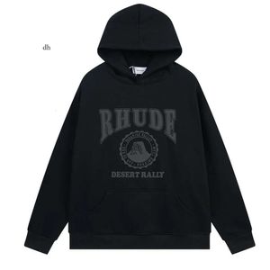 디자이너 Rhude Mens 까마귀 편지 인쇄 긴 소매 따뜻한 Y2K 까마귀 그래픽 후드 스웨터 힙합 느슨한 스웨트 셔츠 크기 S-2XL 17