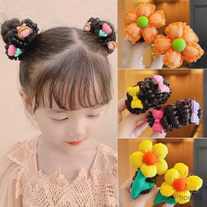 Hair Accessories 2 Pcs/Set Children Cute Sweet Flower Bow Wig Scrunchies Rubber Bands Girls Lovely Elastic Hair Bands Kids Hair Accessories