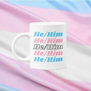 Mugs He/Him Transgender Flag Pronoun Mug Coffee He Him H