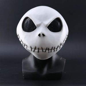 Ny The Nightmare Before Christmas Jack Skellington White LaTex Mask Movie Cosplay Props Halloween Party Mischievous Horror Mask 2024424