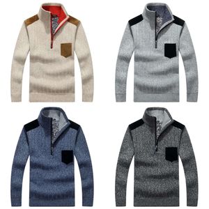 Pullover Winter Men's Plus Veet Half Zipper Thicken Warm Stand Collar Loose Sweater Vetement Homme Men Clothes 201125