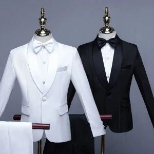 Tees Top Quality White Formal Children Dress Suit Set Big Boys Piano Show Host Party Wedding Costume Kids Tuxedo Girdle 5pcs Outfits