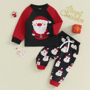 Sets ma&baby 3M3Y Christmas Newborn Infant Baby Boy Girl Clothes Sets Long Sleeve Santa Print Tops Pants Headband Xmas Outfits D05