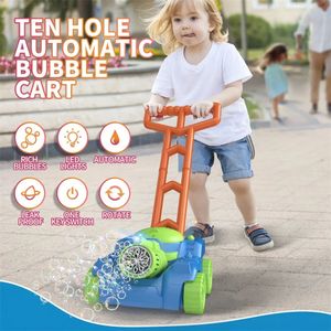 10hål Elecctric Bubble Machine Kids Toy Bubbles Maker Automatisk tvålblåsare Lätt utomhusfestspel Childern Christmas Gift 240415