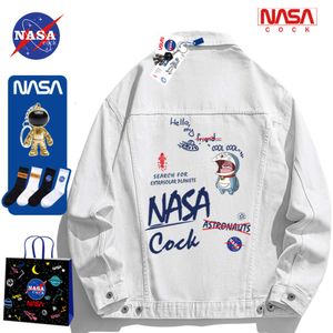 NASA CO Markalı Denim Ceketler Erkekler ve Kadınlar için, 2022 İlkbahar ve Sonbahar Yeni Modeli Marka Girişim Lapel Moda Yüksek Sokak Çift Ceketleri