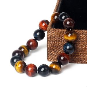 Bangle Reiki Tiger Eye Stone Bead Armband Män slät polering Natur Stenenergi armband för kvinnor par läker smycken pulsera