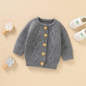 Tröjor baby flicka spädbarn kappa baby flicka pojke stickad cardigan tröja varm pullover toppar småbarn spädbarn solid ytterkläder dans tröja flickor