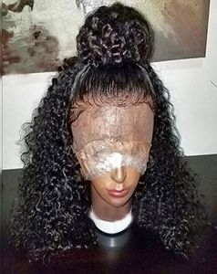 360 full spets peruk människohår för svarta kvinnor brasilianska kinky lockiga snören främre wiges pre plockad våt och vågig 1305282313