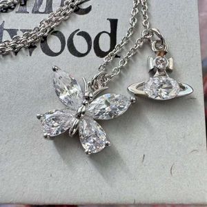 Дизайнер Viviennes Westwoods Spring New Western Empress Dowager Butterfly Saturn Pendant Collece, рекомендованное маленьким колье сладкого картофеля бабочки