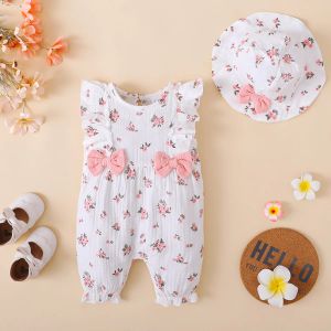 Einviertel neuer Strampler für 018 Monate Baby Girl Blumenanzug+Hut Kleinkind Girl Modekleidung süß
