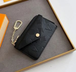 Bolsa de grife masculina carteira de luxo reto verso moda feminino bolsas de feminina em relevo Kichain Bag Letter masculino de cartão de crédito Ladies dinheiro com caixa