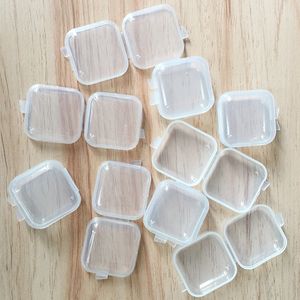 Quadratische leere Mini -Plastiklagerbehälter Kiste Hülle mit Deckel kleine Boxen Schmuck Ohrstöpsel