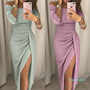 Mulheres de trepadeira vestido com mangas de espaguete de flaghetti puro barco colorido de decote bateau vestido longo