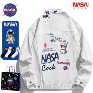 NASA CO marki dżinsowe kurtki dla mężczyzn i kobiet, wiosenne i jesienne nowa modna marka Casual Lapel Modne kurtki High Street Pa