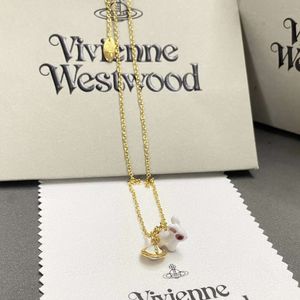 デザイナージュエリーViviane Viviennes Westwood Jewelry Pendant Necklace New Rabbit Saturn Necklaceパーソナライズされた甘いInstagramペンダント3Dプラネットネックラック