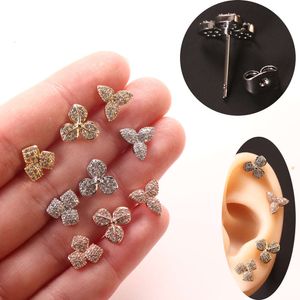 New Ear Piercing Creative Geometric Inlaid with Zircon Earrings, Fashionable Earrings