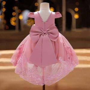 Sets Toddler Girl Evening Party Princess Dress Baby Big Bow Tutu Gown Kids Birthday Wedding Ceremony Costume Gala Clothes Vestidos