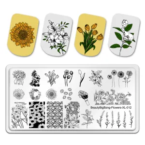 Konst BeautyBigbang Flower Leaves Nail Art Stamping Plates Diy Stamping Plants Texture Nail Art Malls Manicure Stencil Tools